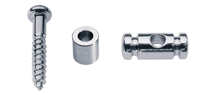 string retainer, cilinder model, height 9.0mm, with spacer and screw, chrome