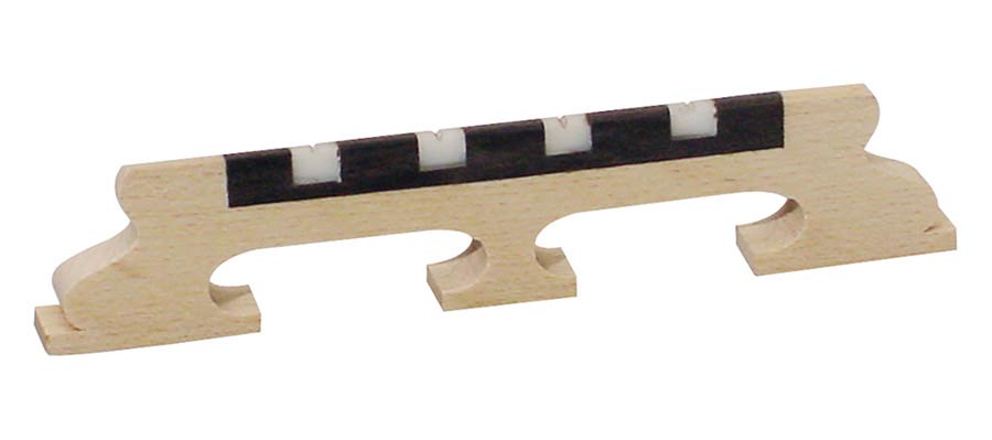bridge for banjo, maple, ebony+galalith saddle, for tenor banjo, height: 5/8" (1,6 cm)