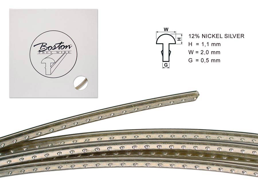 Boston FW-1120052 fretdraad 5 meter – 1,1 × 2,0 mm, 12% nieuwzilver