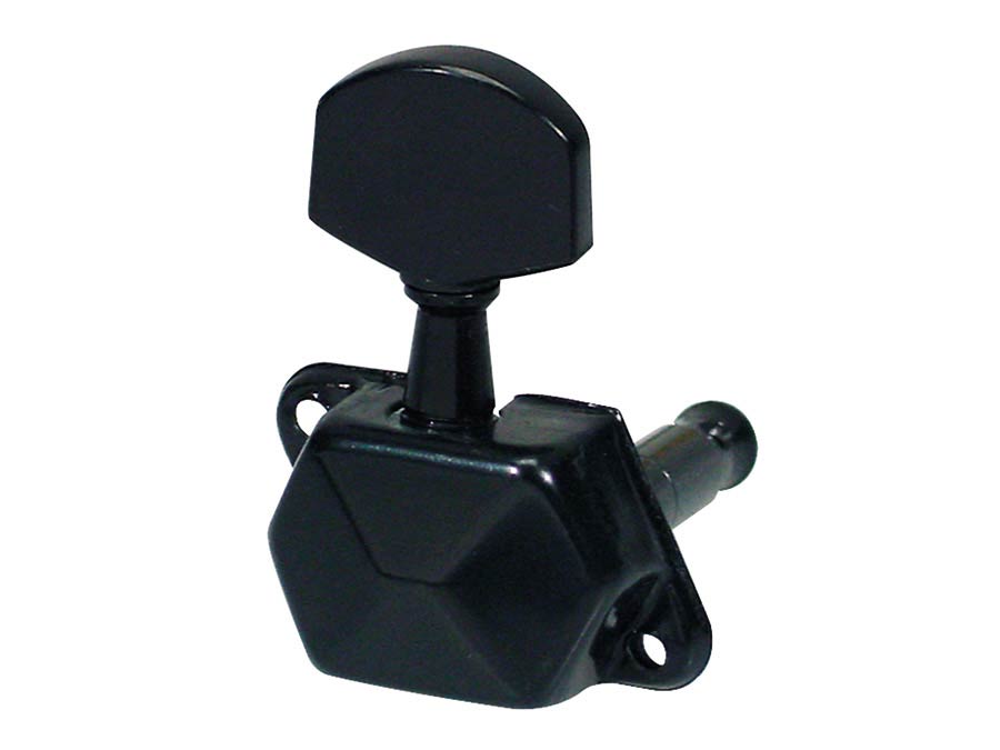 Boston 059-BLR stemmechanieken voor gitaar, metalen as, 3 links + 3 rechts, zwart, metalen knoppen, met kap