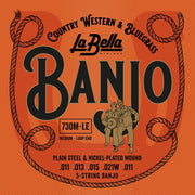 La Bella 730M-LE Nickel Plated Wound banjosnaren voor 5-snarige banjo, 011-021