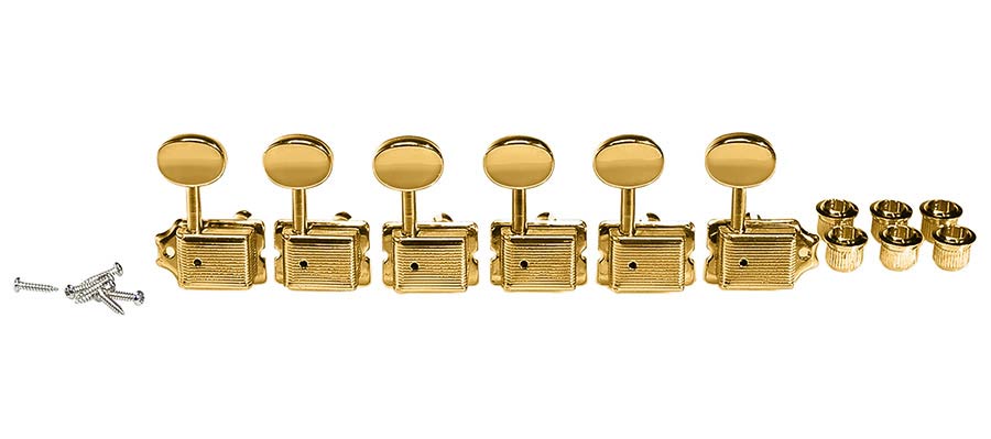 Boston 62-GL stemmechanieken voor gitaar, goud, 6 links, vintage-stijl, metalen knoppen