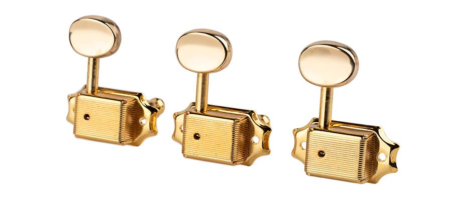Boston 62-GLR stemmechanieken voor gitaar, goud, 3 links + 3 rechts, vintage-stijl, metalen knoppen
