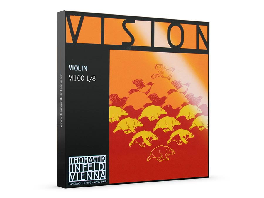 Thomastik-Infeld VI-100-18 Vision snarenset voor viool 1/8, bestaande uit VI-01-18, VI-02-18, VI-03-18 en VI-04-18