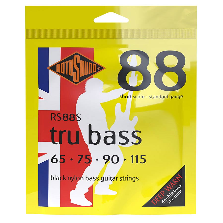 Rotosound RS88S Tru Bass 88 snarenset elektrische basgitaar, black nylon flatwound, 65-115, standard gauge, short scale