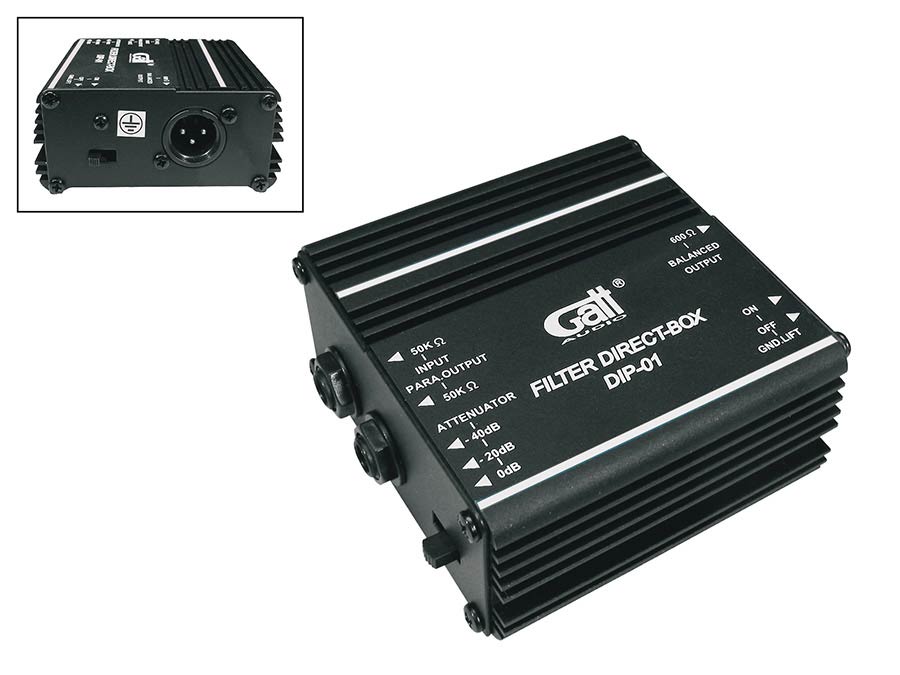 Gatt Audio - DIP-01 - passieve DI-box, met parallelle uitgang, aardelift, 20db of 40db signaalafzwakking