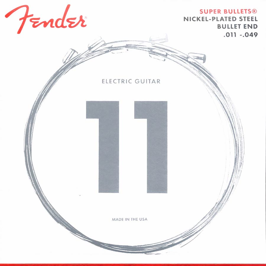 Fender snarenset elektrisch, nickel roundwound, medium: 011-014-018-028-038-049