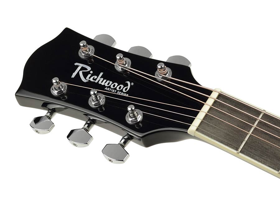 Richwood RD-12LCEBK Artist Series linkshandige akoestische gitaar, dreadnought, actieve EQ, zwart