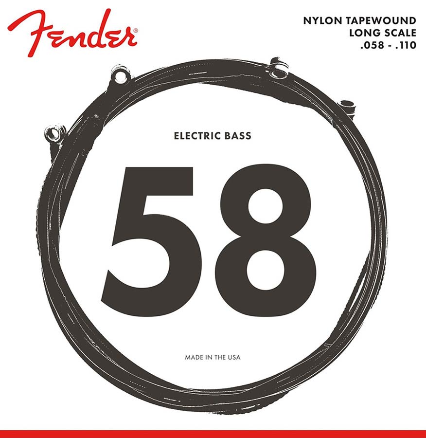 Fender snarenset fretloze basgitaar, nylon tapewound, medium 058-072-092-110