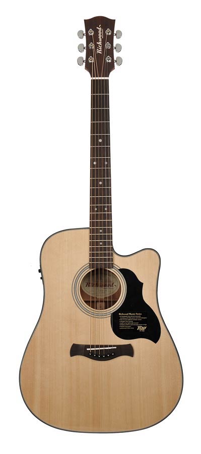 Richwood D-40-CE Master Series handgemaakte dreadnought gitaar, massief sparren en mahonie, Presys I, glanzend afgewerkt