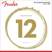 Fender snarenset akoestisch, bronze roundwound, light, 012-016-024-032-042-052