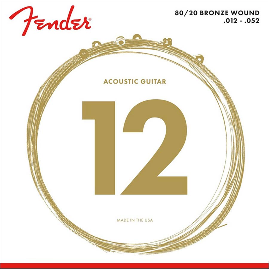 Fender snarenset akoestisch, bronze roundwound, light, 012-016-024-032-042-052