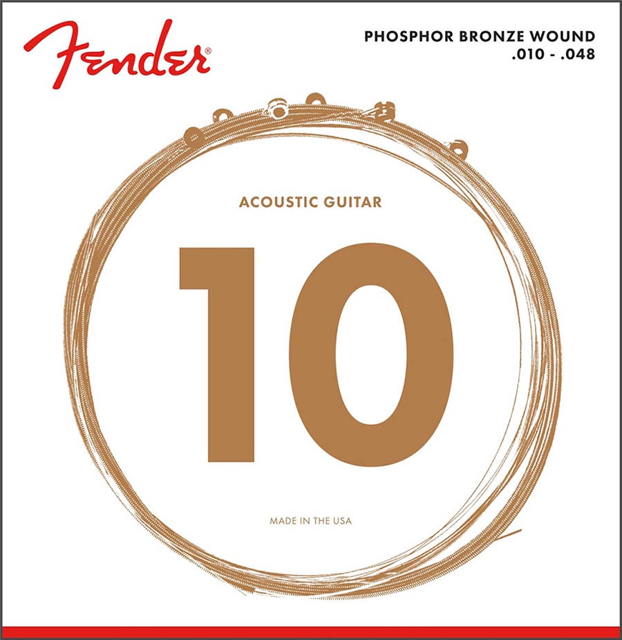 Fender snarenset akoestisch, phosphor bronze roundwound, extra light, 010-014-022-030-040-048