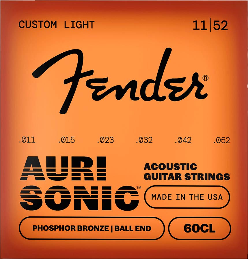 Fender snarenset akoestisch, phosphor bronze roundwound, custom light, 011-015-023-032-042-052