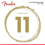 Fender snarenset akoestisch, coated bronze, custom light, 011-015-023-032-042-052