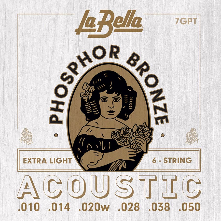La Bella 7GPT Phosphor Bronze akoestische gitaarsnaren, 010-050