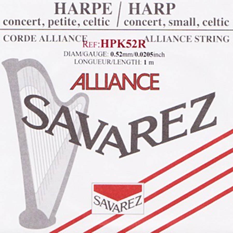 Savarez HPK52R harpsnaar voor kleine harp en concertharp 0,52 mm 1 m rood