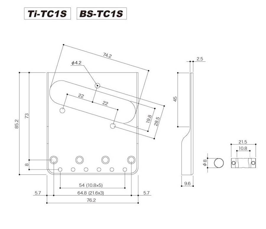 Gotoh - GTH12547 - BS-TC1S bridge-tailpiece T-model with brass saddles, nickel afbeelding 3