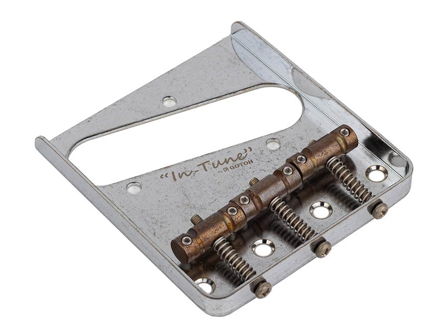 Gotoh - GTH12545 - BS-TC1 bridge-tailpiece T-model with brass saddles, aged chrome