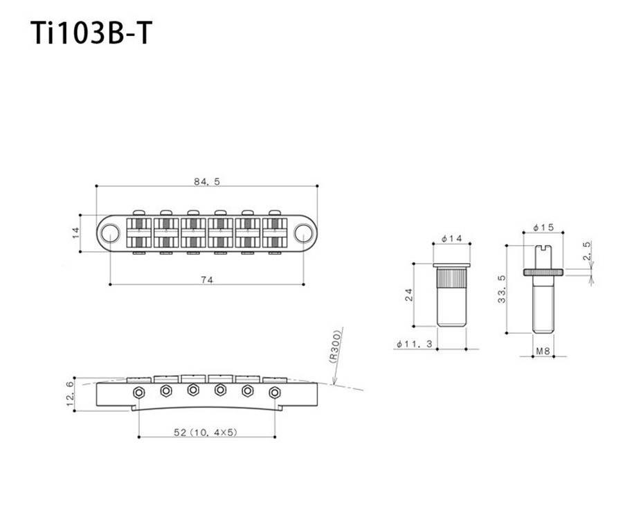 Gotoh - GTH12678 - Ti103B-T guitar bridge with titanium saddles, nickel afbeelding 3