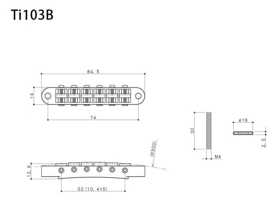 Gotoh - GTH12676 - Ti103B guitar bridge with titanium saddles, gold afbeelding 3