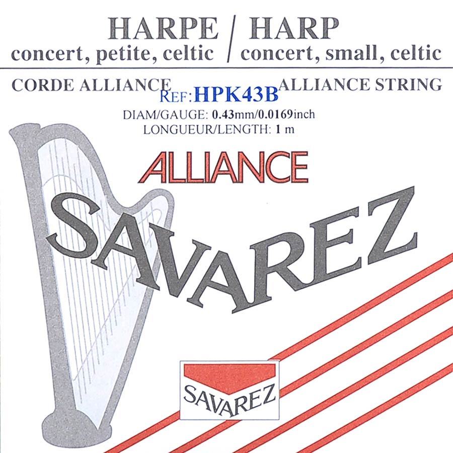 Savarez HPK43B Alliance harpsnaar voor kleine harp en concertharp 0,43 mm 1 m zwart
