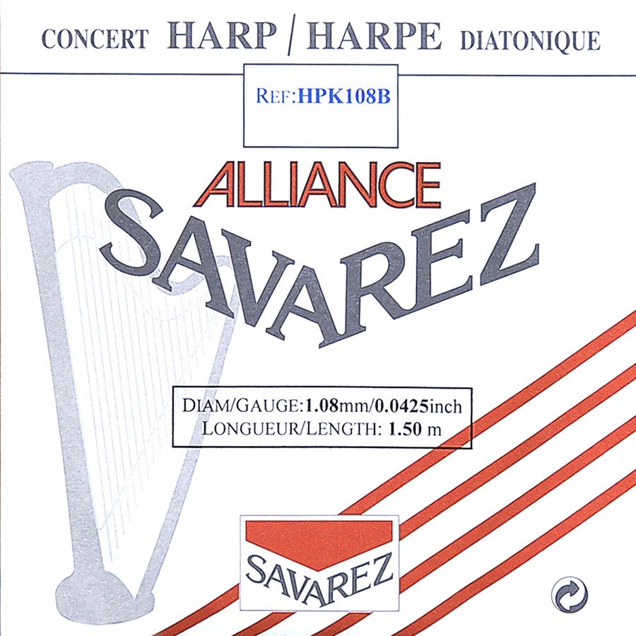 Savarez HPK108B Alliance harpsnaar voor kleine harp en concertharp 1,08 mm 1,50 m zwart