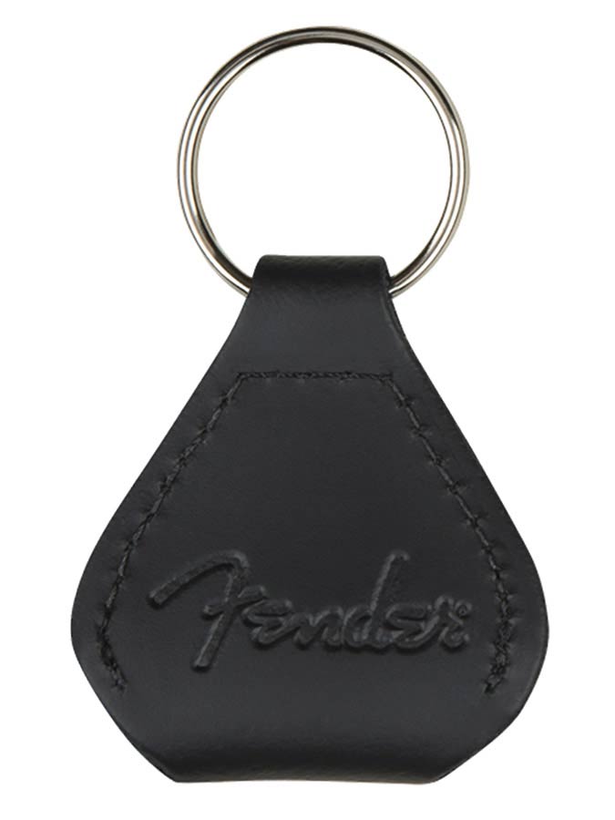 Fender leather pick holder keychain, black