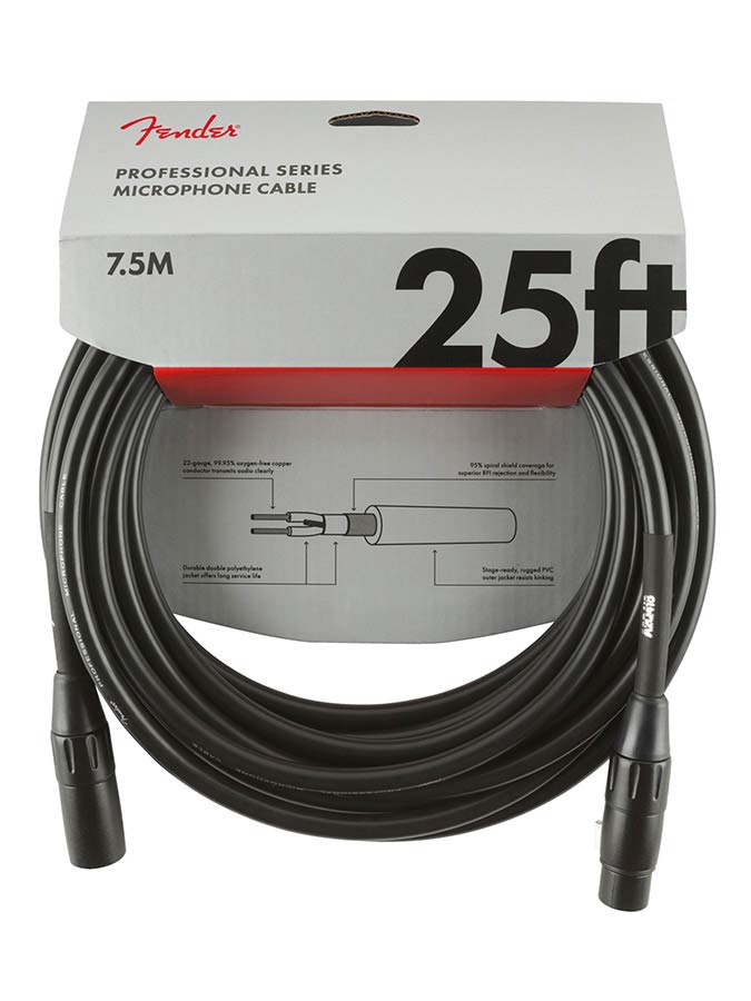 Fender microphone cable, 25ft, black