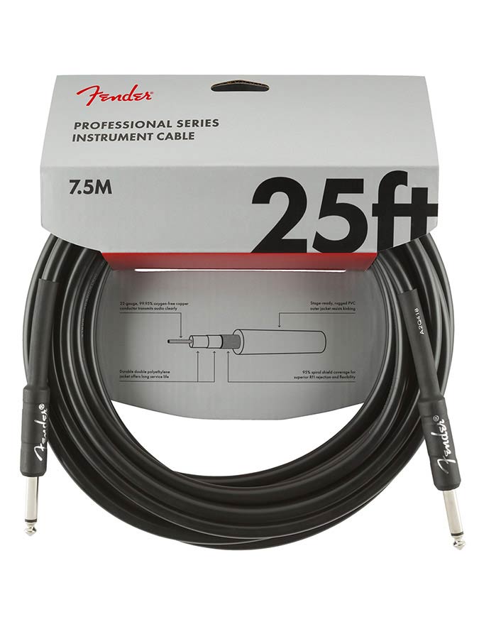 Fender instrumentkabel, zwart, 25ft