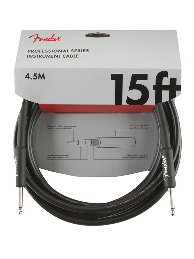 Fender instrumentkabel, zwart, 15ft