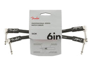 Fender patchkabel (2 stuks), zwart, 6", 2x haakse jack