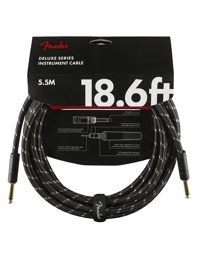Fender Instrument cable, 18.6ft, black tweed