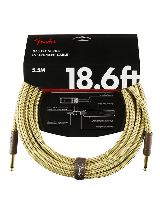 Fender instrument cable, 18.6ft, tweed