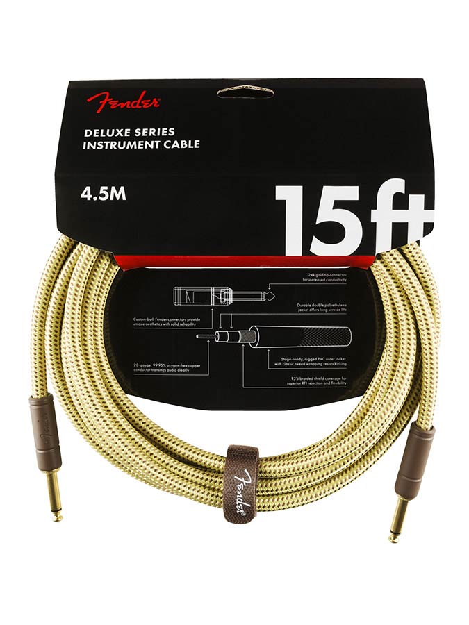 Fender instrument cable, 15ft, tweed