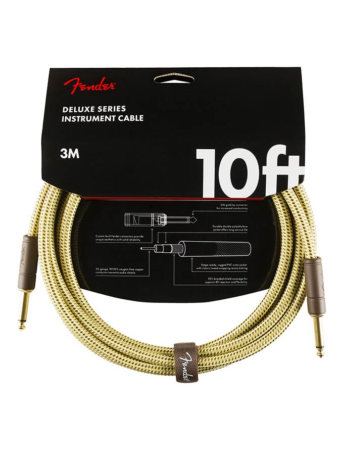 Fender instrument cable, 10ft, tweed