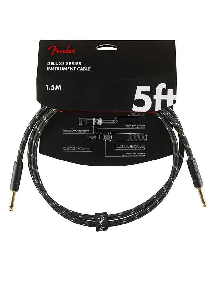Fender instrument cable, 5ft, black tweed