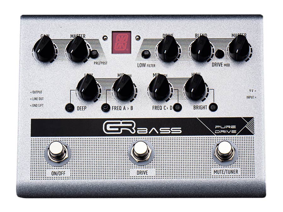 GR Bass Pure Drive basvoorversterker- en overdrivepedaal