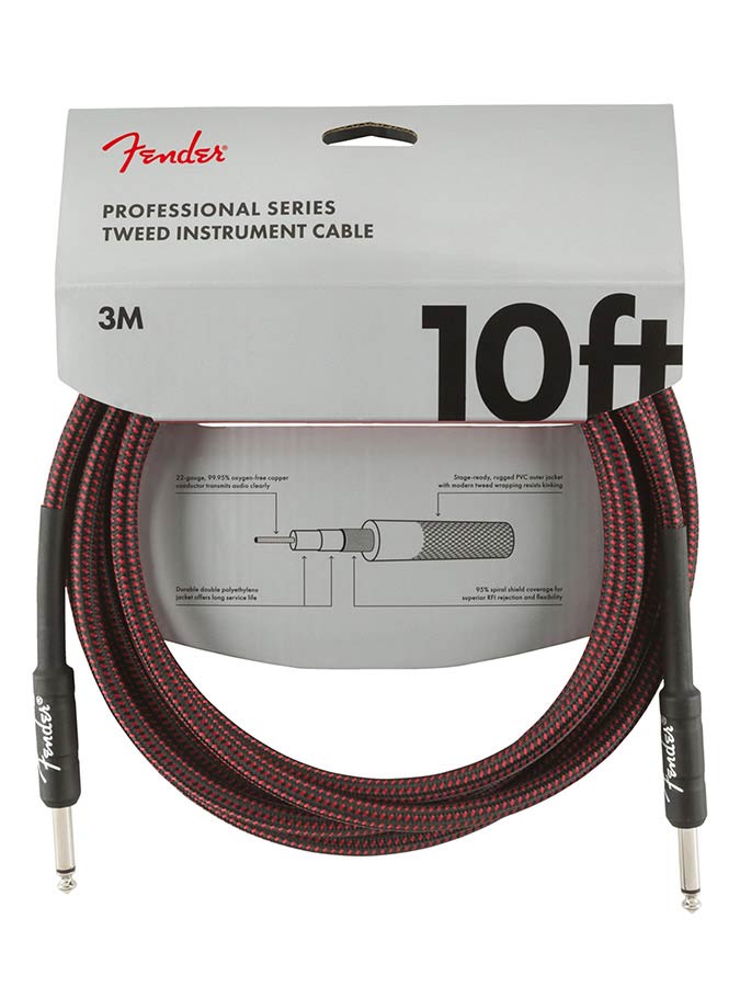 Fender instrument cable, 10ft, red tweed