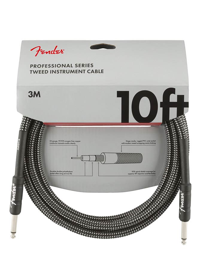 Fender instrument cable, 10ft, gray tweed