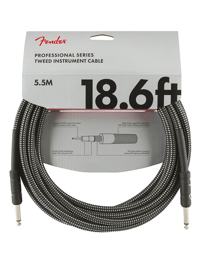Fender instrument cable, 18.6ft, gray tweed
