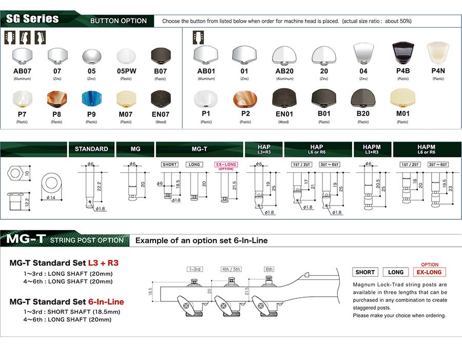 Gotoh - GTH13334 - SG301 machine heads with 20 buttons, 3L3R, chrome afbeelding 3