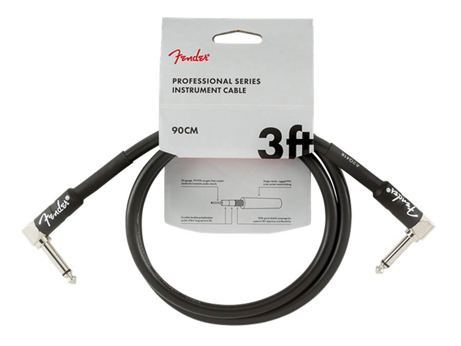 Fender instrumentkabel, zwart, 3ft, 2x haakse jack