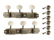 Allparts TK0700007 Gotoh Vintage Deluxe stemmechanieken op strip, 3 links + 3 rechts, 70 mm, verouderd nikkel