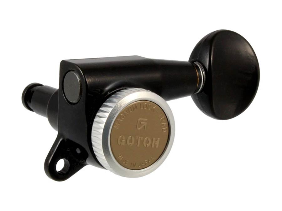 Allparts TK0938003 Gotoh locking-stemmechanieken, 3 links + 3 rechts, zwart, set van 6