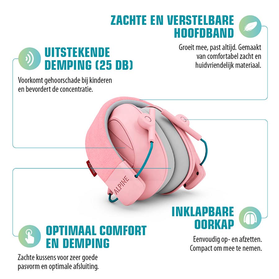 Alpine Hearing Protection ALP-MUFF/PK Muffy Kids oorkap roze afbeelding 4