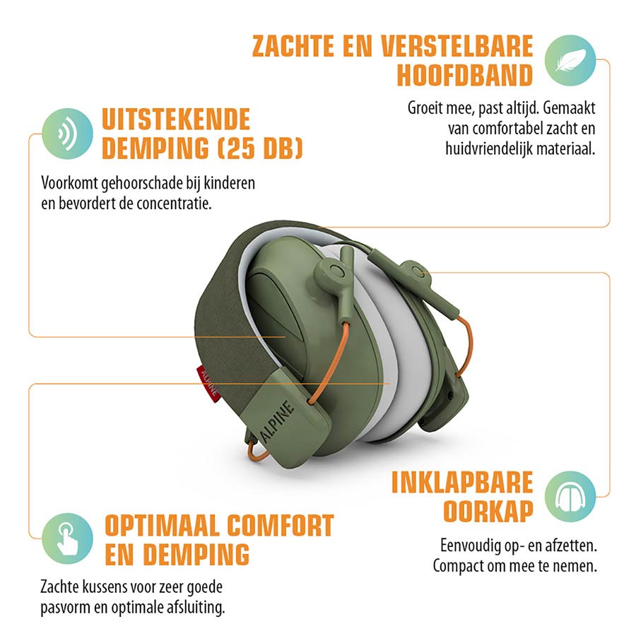 Alpine Hearing Protection ALP-MUFF/GN Muffy Kids oorkap groen afbeelding 4