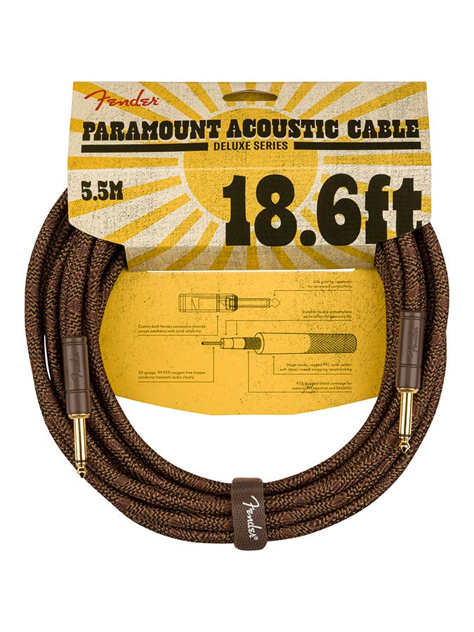 Fender Paramount 18.6ft acoustic instrument cable, brown
