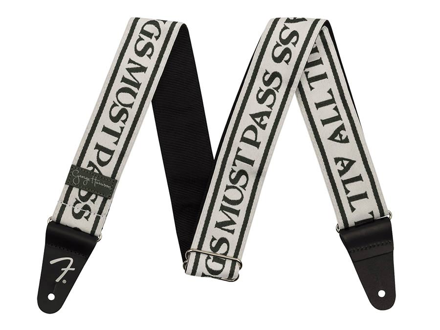 Fender Logo guitar strap, white/black polyester, 2"