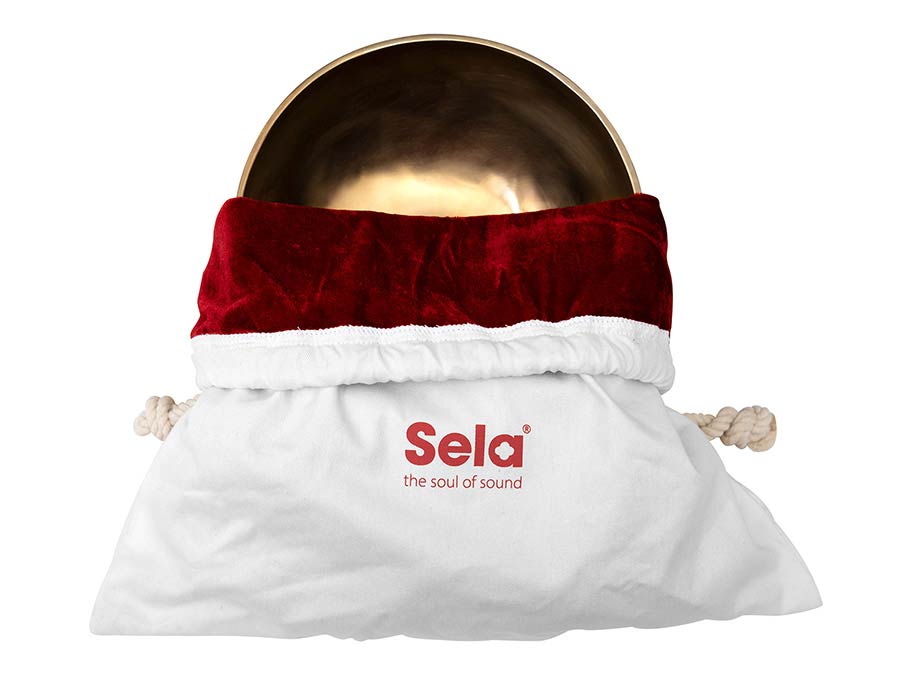 Sela Brass Singing Bowl 22cm, met klopper, viltring en katoenen tas